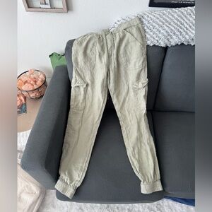 European Linen Olive Green Joggers